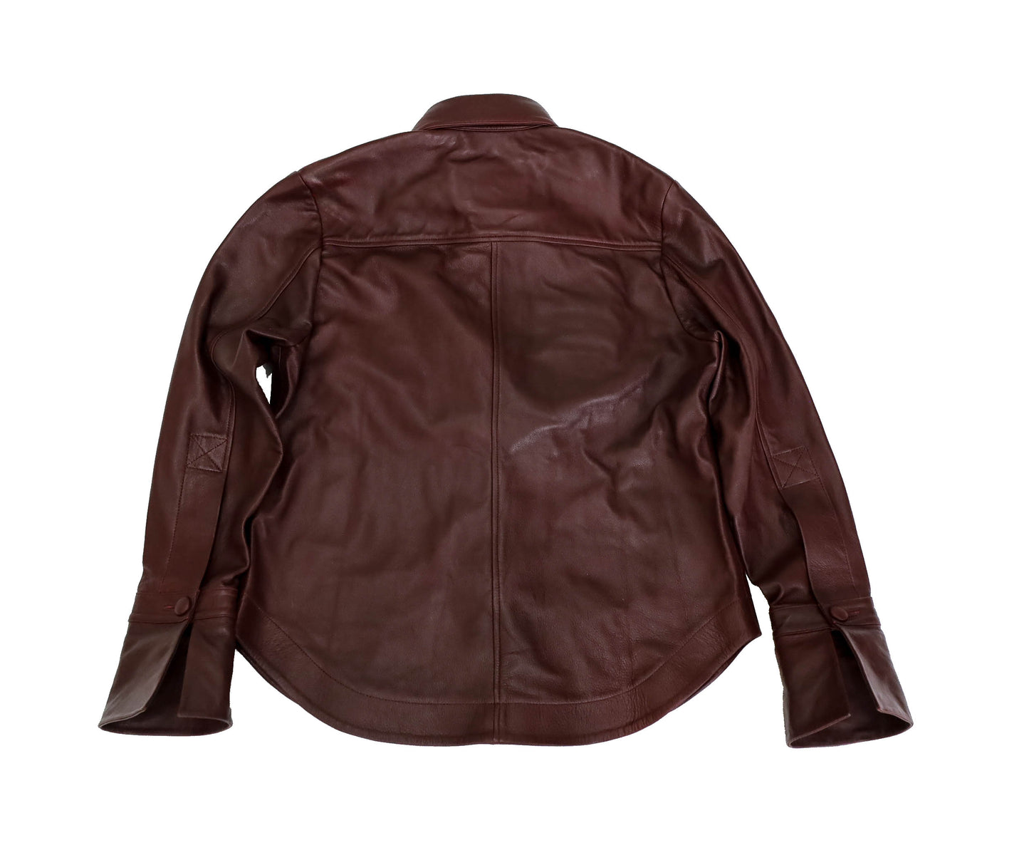 Monica button-down leather shirt in burgundy