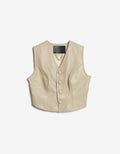ROMPER Maya vest in ivory leather — front view, handmade in Mexico