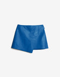 ROMPER Sandra skirt in electric blue leather — front view, handmade in Mexico