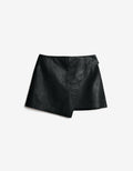 ROMPER Sandra skirt in black leather — front view, handmade in Mexico