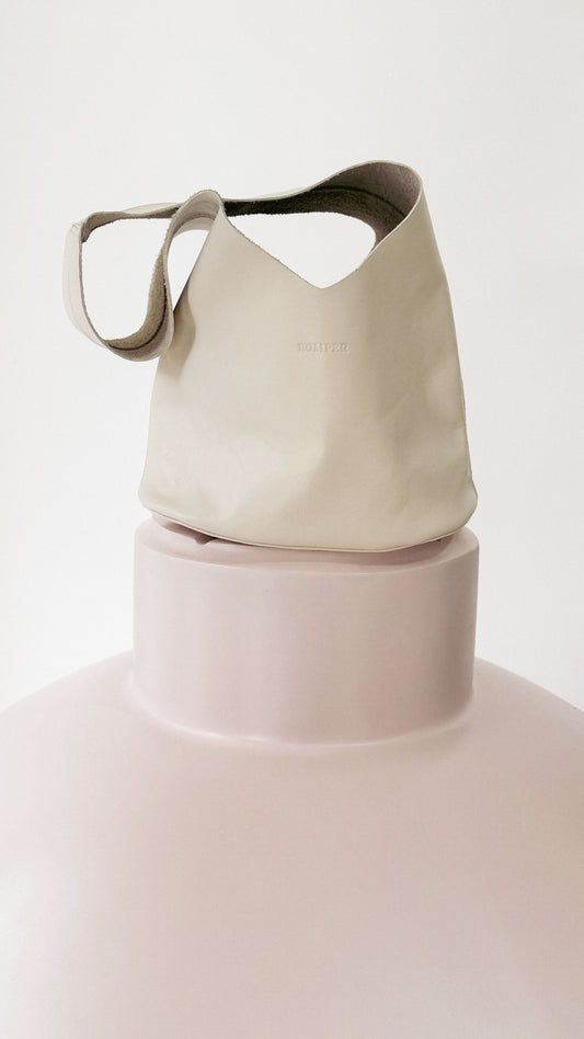 Margarita tiny hobo bag in bone nappa