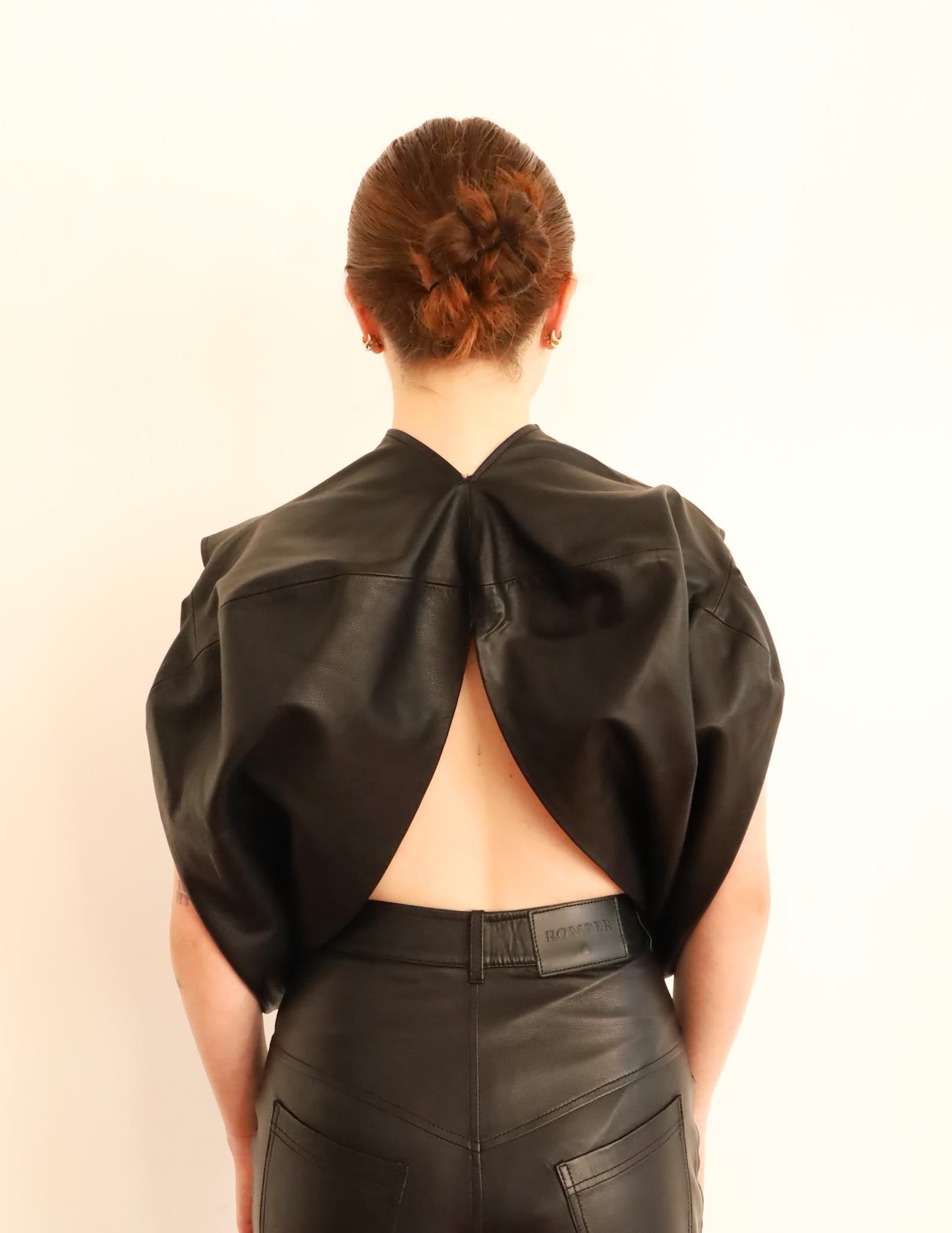Moon Top in black mestizo leather — back view