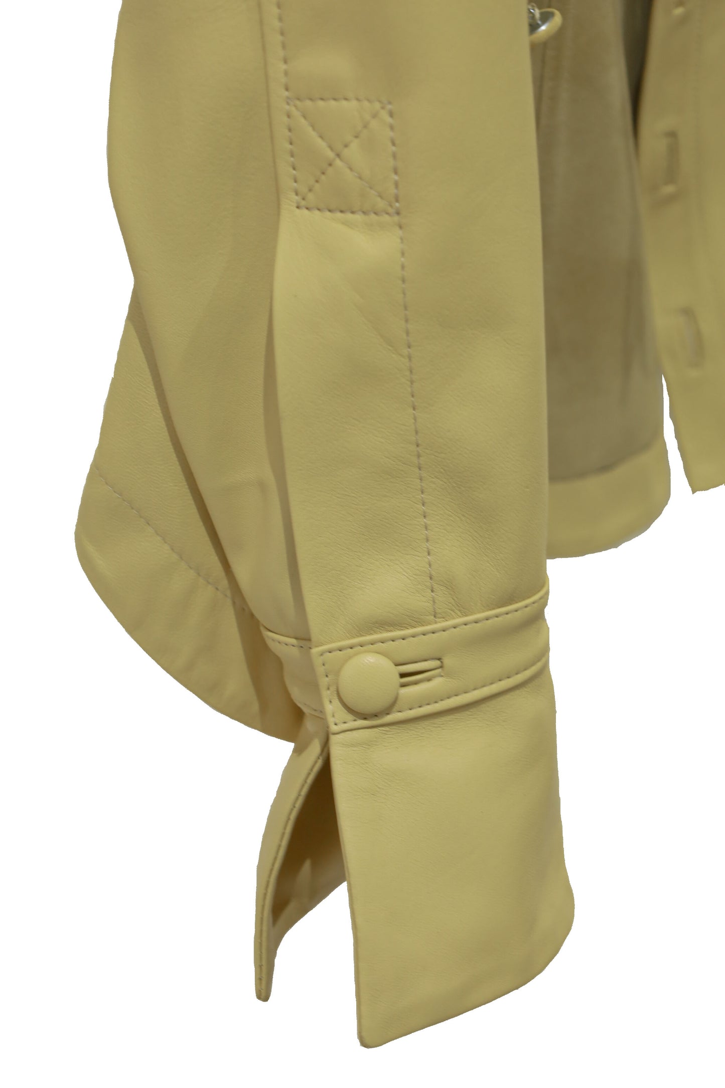 Monica button-down leather shirt in butter yellow
