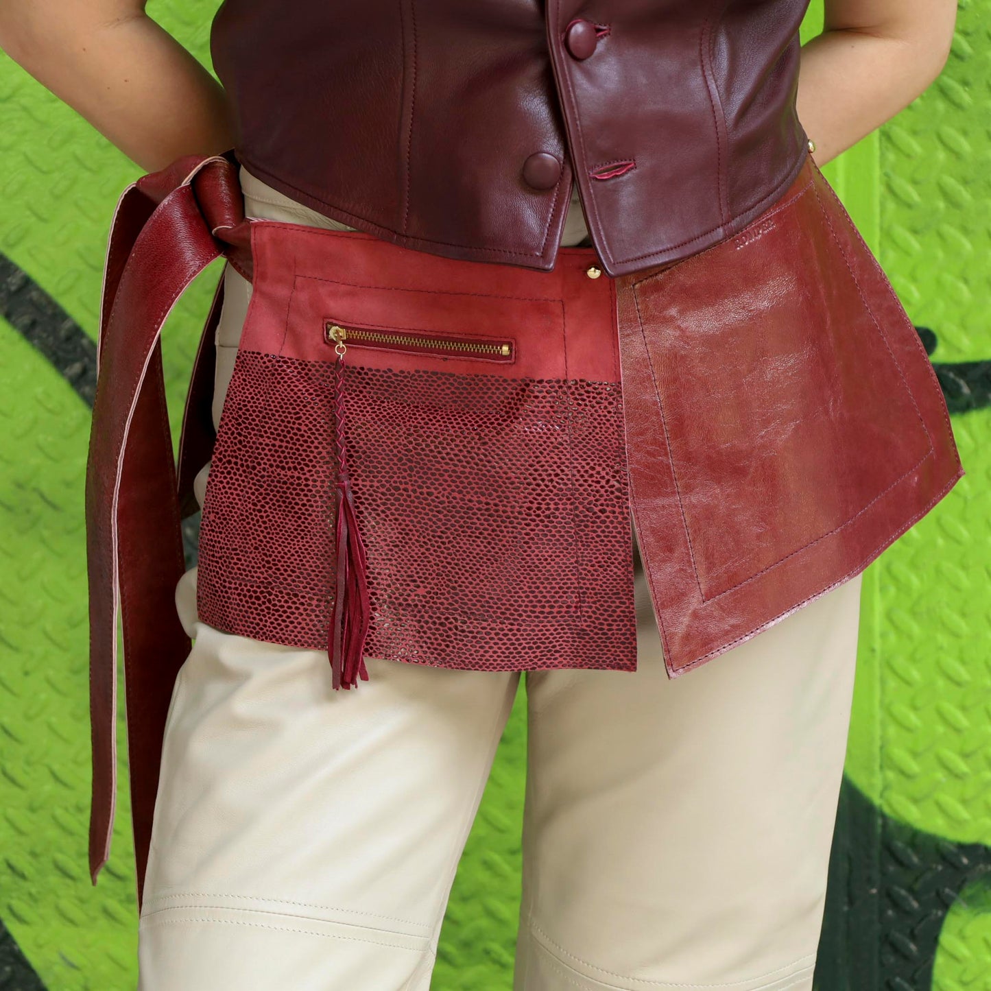 Zadie modular belt in burgundy