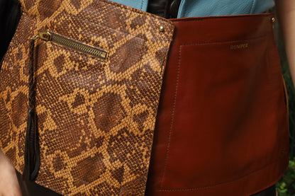 Zadie modular belt in snakeskin & tobacco