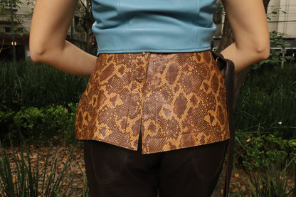 Zadie modular belt in snakeskin & tobacco