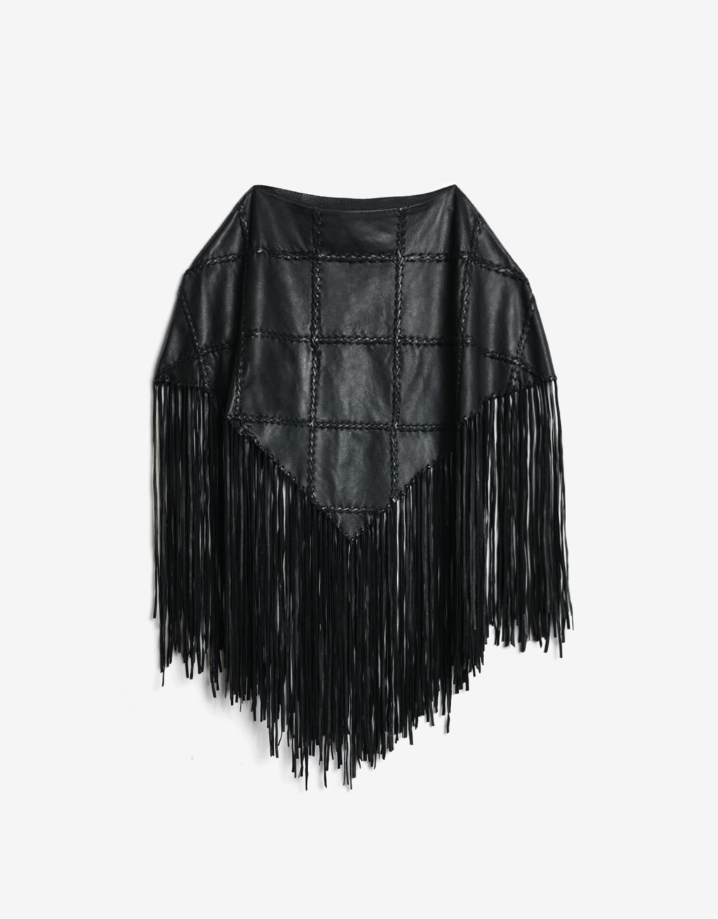 ROMPER Shoemaker poncho in black — front view, handmade in Mexico