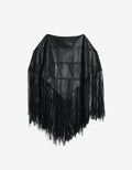 ROMPER Shoemaker poncho in black — front view, handmade in Mexico