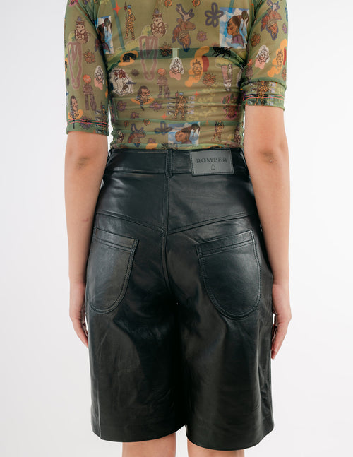 Black leather jorts