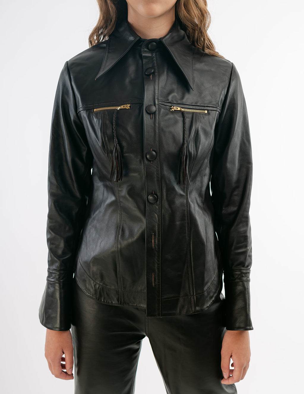 Monica shirt jacket in dark brown