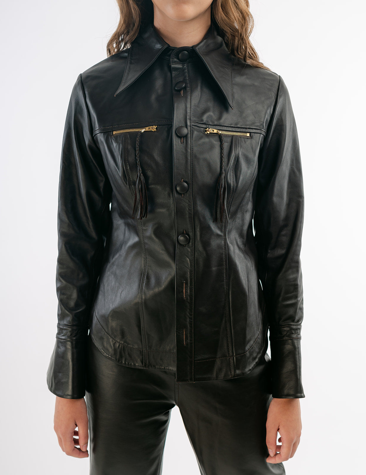 Monica shirt jacket in dark brown