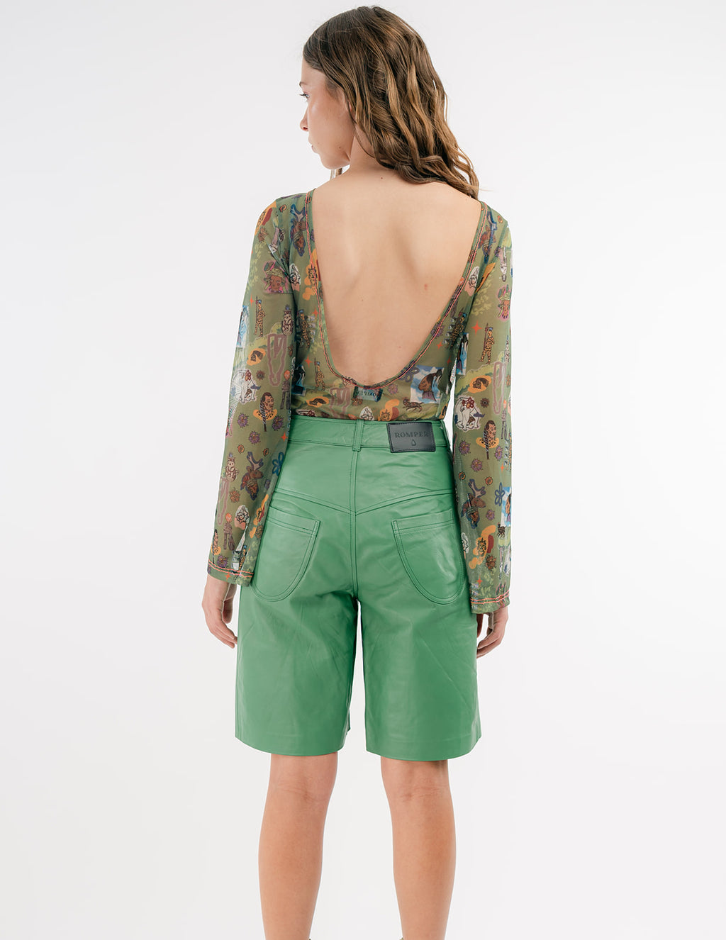 Jean jorts in emerald green