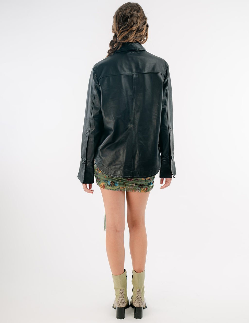 Monica Shirt Jacket in mestizo leather — back view