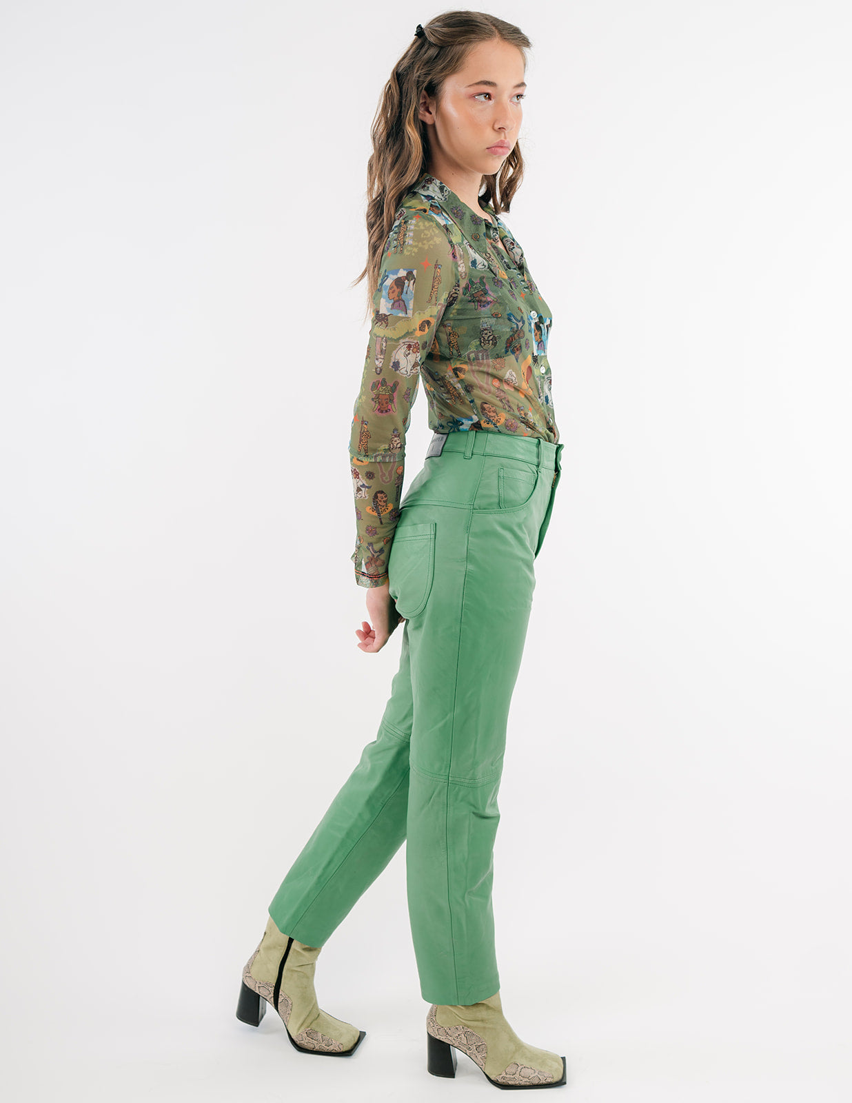 Paine pants in emerald green leather