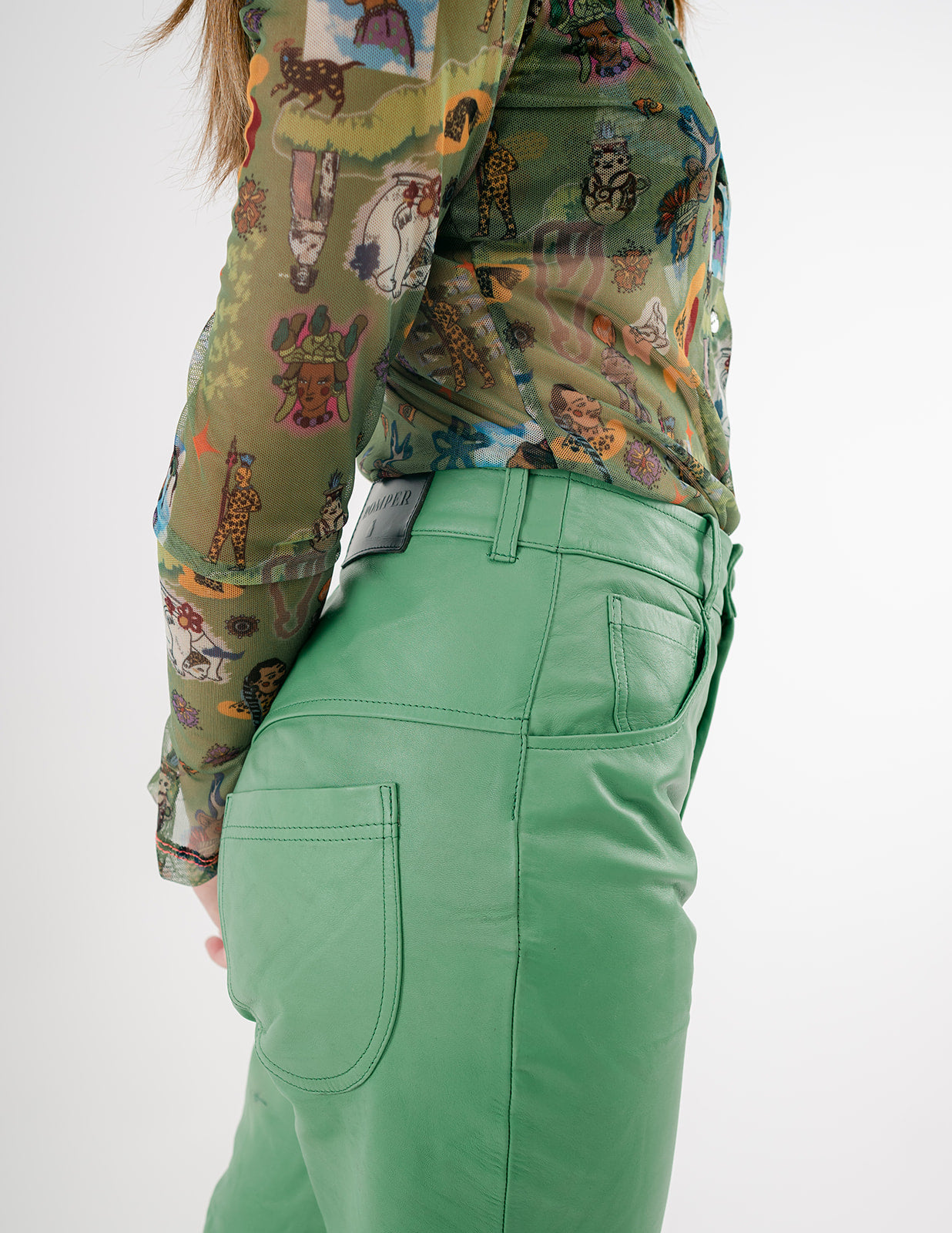 Paine pants in emerald green leather