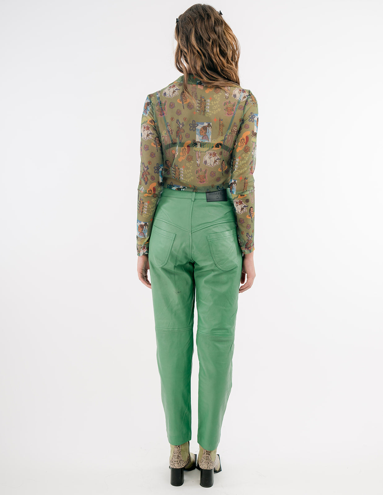 Paine pants in emerald green leather