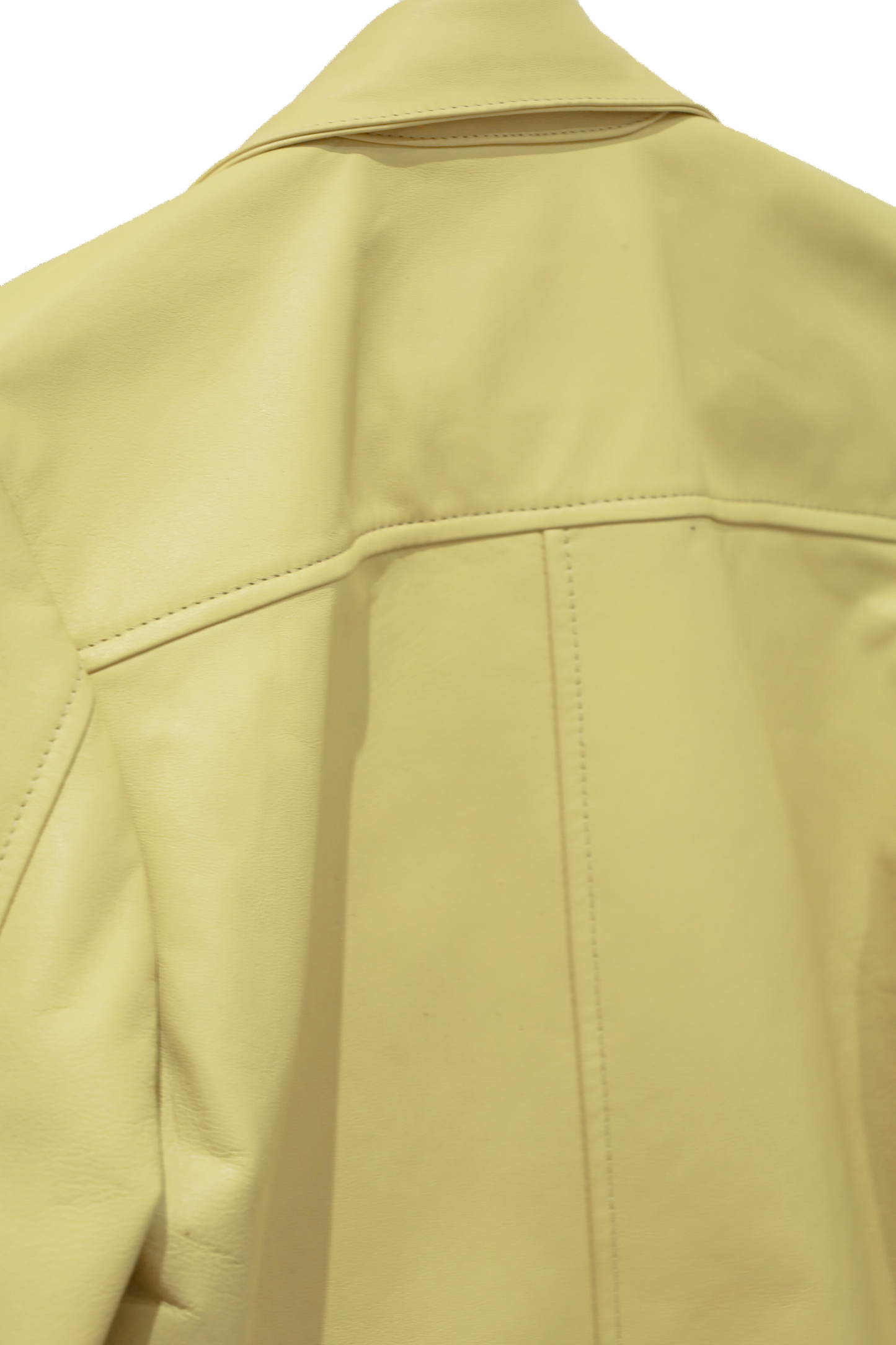 Monica button-down leather shirt in butter yellow