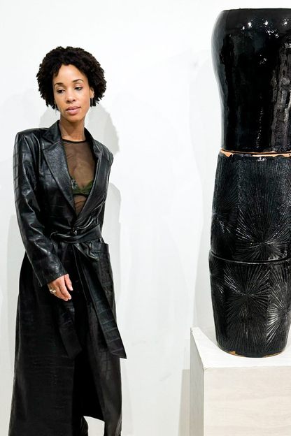 Clarice Coat in croco embossed leather