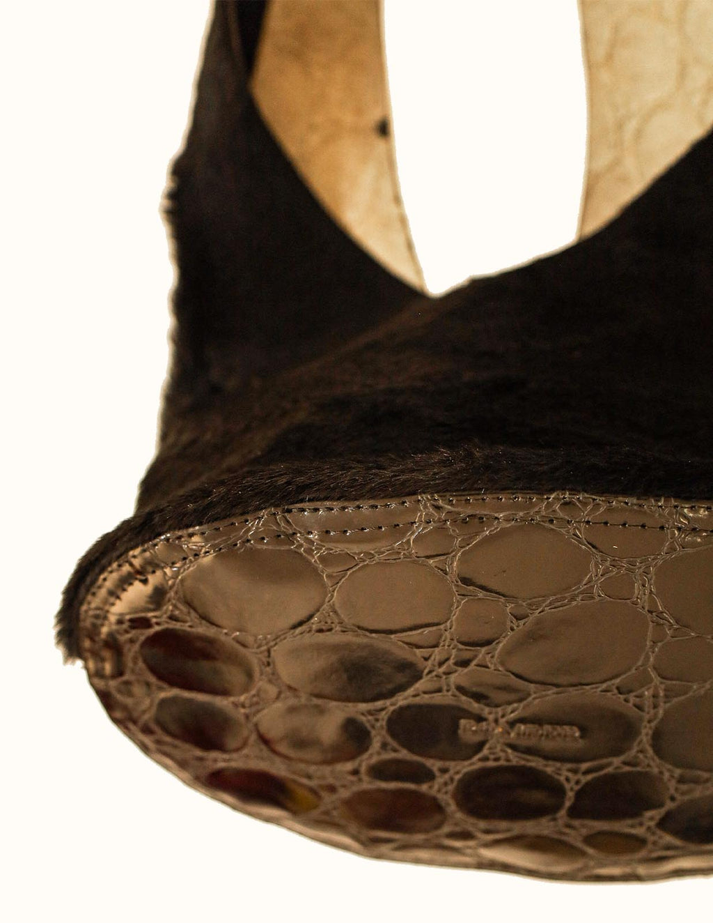 Margarita tiny bag in black croco-embossed & ponyhair