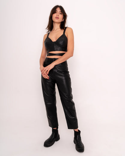 Paine cropped pants in black leather