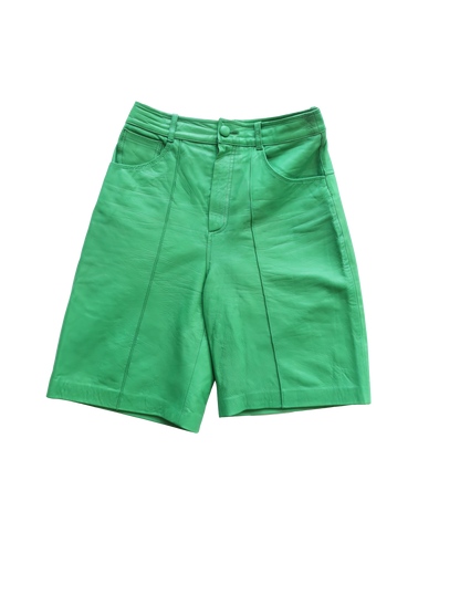 Jean jorts in emerald green leather