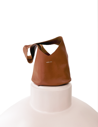 Margarita tiny hobo bag in tobacco nappa