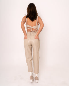 Paine cropped pants in ivory leather