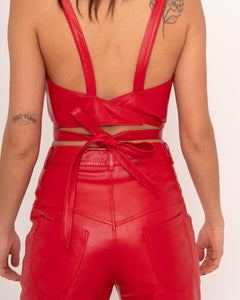 Paine cropped pants in red leather