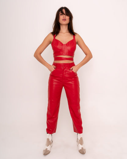 Paine cropped pants in red leather