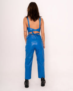 Paine cropped pants in electric blue leather